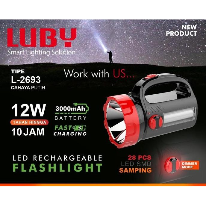 Luby L-2673 Senter Sorot 10W Led Cas Tangan 10 Watt Emergency Lamp