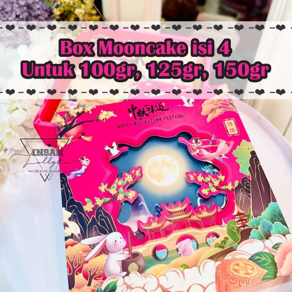 

1 set Box Mooncake isi 4 / Kotak Mooncake happy mid autumn Festival (100 -150 gr) Authentic Classic aSt