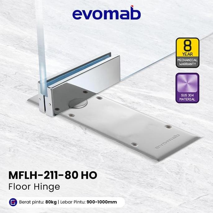 Evomab Floor Hinge Engsel Lantai Tanam Pintu Kaca Hold Open