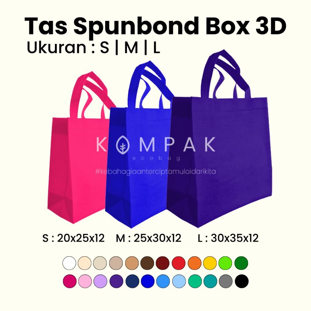 

1 KODI/20 PCS (S) - 1 LUSIN/12 PCS ( M - L ) - Tas Spunbond Press Handle Box 3D Kantong Goodie Bag 20x30x12 25x35x12 30x40x12 cm aSt