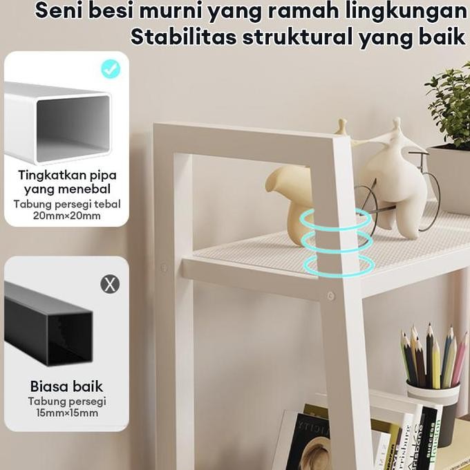 NA- Rak Buku Rak Ruang Tamu Serbaguna Rak Besi 4 Tingkat Rack Metal Tempat Penyimpanan Serbaguna Rak