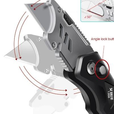 

Airaj Cutter Lipat Folding Utility Knife Angle Adjustable 18Mm 1358