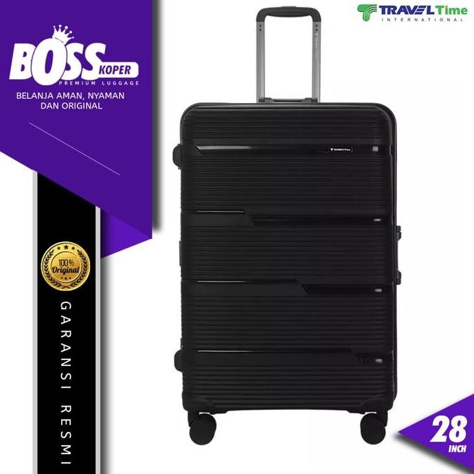 Koper 28 Inch Large Kuat TRAVEL TIME Hardcase Tanpa Resleting + TSA