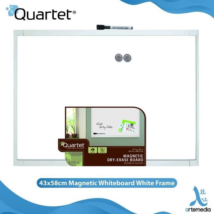 

Siap Kirim Quartet Whiteboard Magnetik 43x58cm Papan Tulis Frame Putih Magnet Board