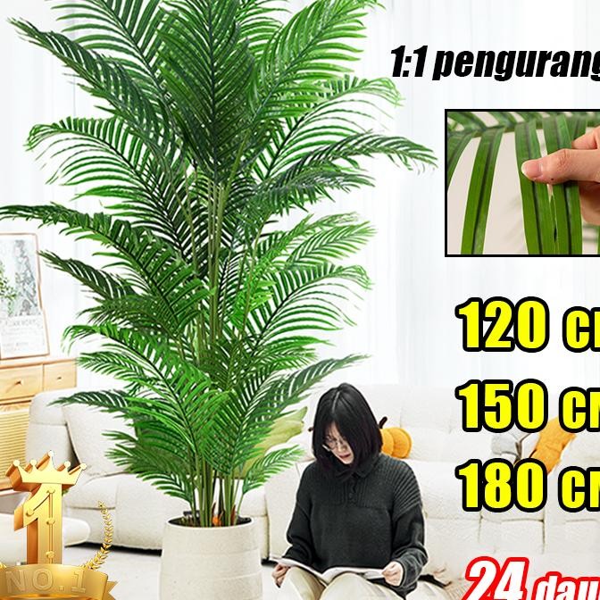 Daun Palem Plastik 1.81.61.2M Daun Artifisial Daun Daun Plastik Dekorasi Hias Daun Palem Plastik Pot