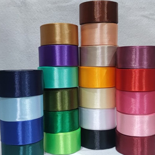 

1 roll Pita Satin Kain 1,5 inch 4 cm Polos 25 Yard Per Rol/Gulung