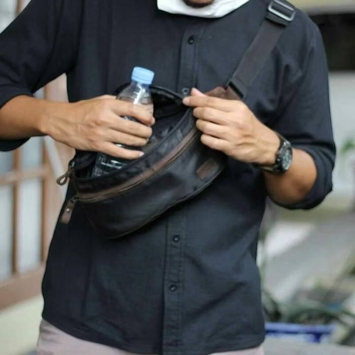 Ut Original Premium Tas Waist Bag Water Proof Pria Kombonasi Kulit Sapi Saingan Eiger Slempang Distr