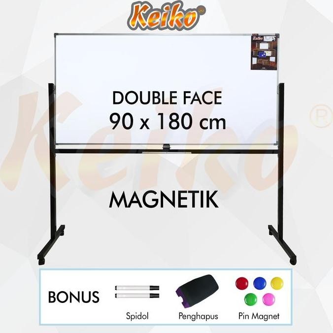 

Siap Kirim Whiteboard Standing Magnet Double Face Keiko 90x180cm - Papan Tulis Kantor