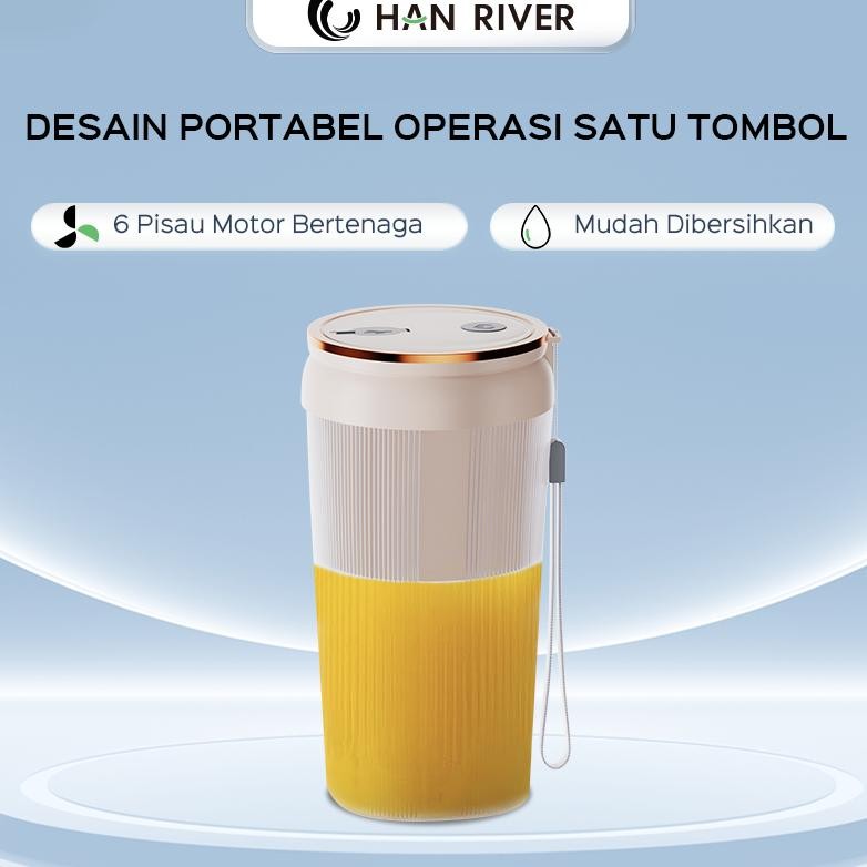 KUALITAS TERBAIK- HAN RIVER Blender Portable 400ML Mini Juicer Usb Rechargeable Portable Listrik Ble