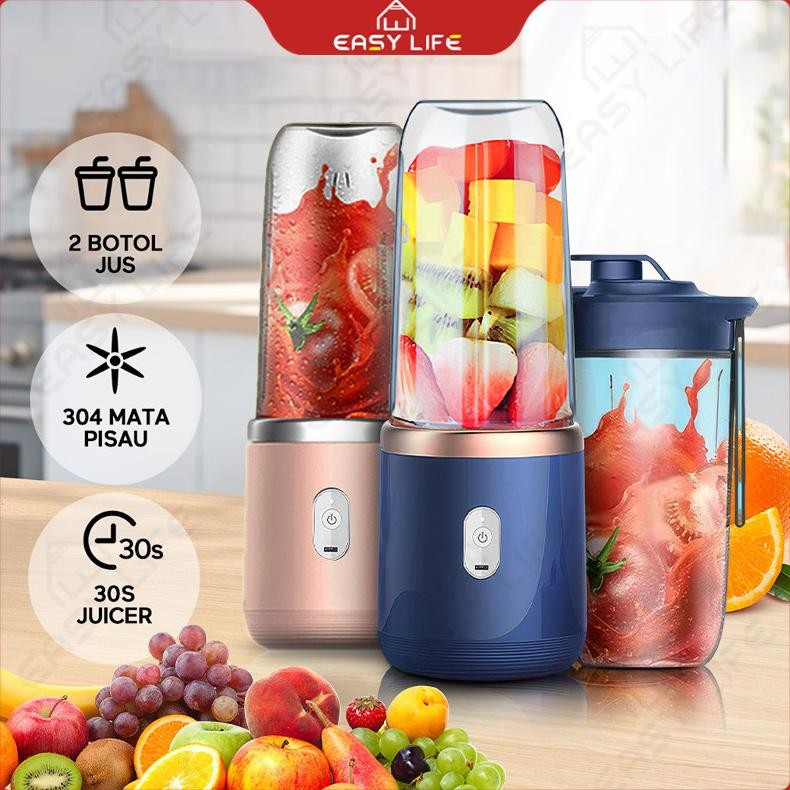 KUALITAS TERBAIK- Easylife Blender Portable Mini Juice Blender Juicer Portable Usb Rechargeable Ice 