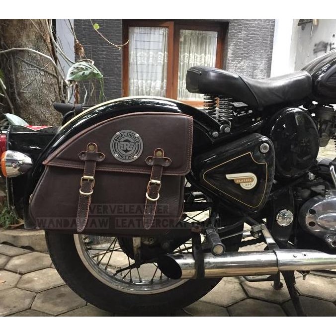 tas motor royal enfield , tas samping royal enfield , tas kulit