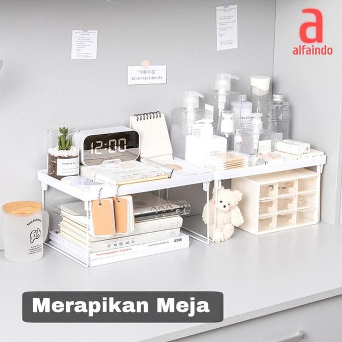 Rak Penyimpanan Meja Lipat Serbaguna Storage Stationery Dekstop Plastik Aesthetic RT018L kmg