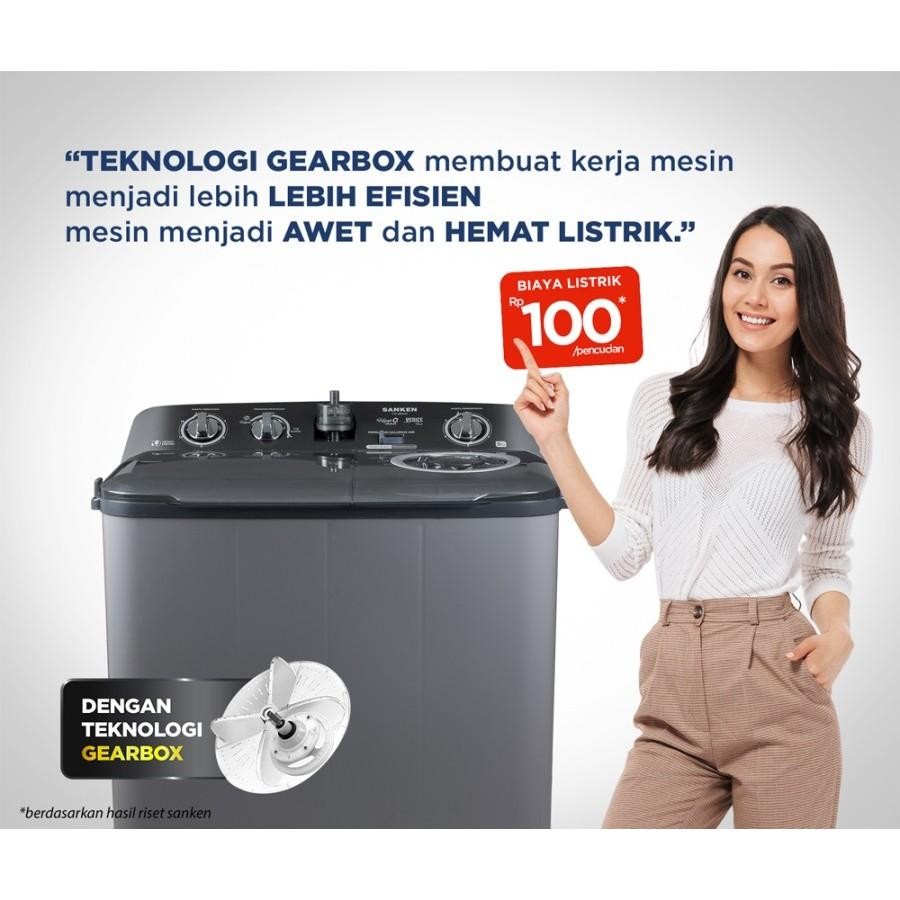 NS Sanken Mesin Cuci 2 Tabung TW-882NP 9Kg Hitam
