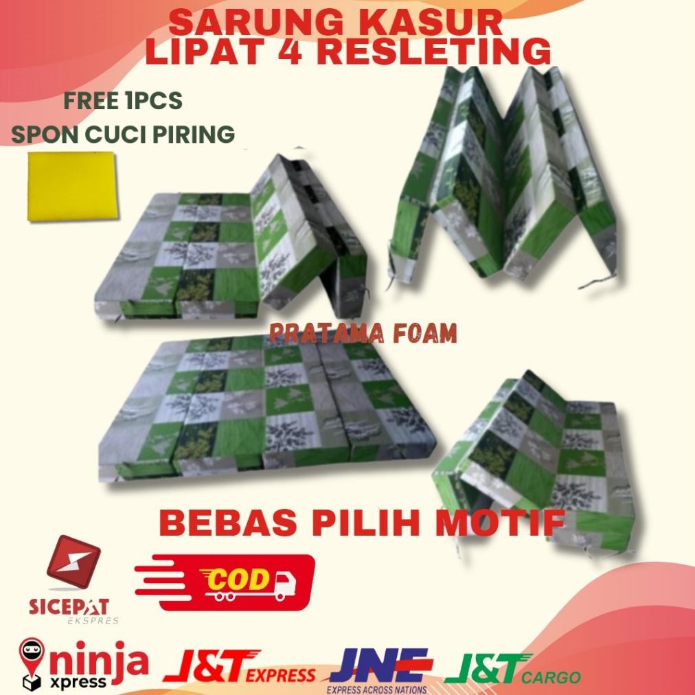 MURAH- SARUNG KASUR LIPAT COVER KASUR LIPAT 4 RESLETING BEBAS PILIH MOTIF FREE SPON CUCI PIRING
