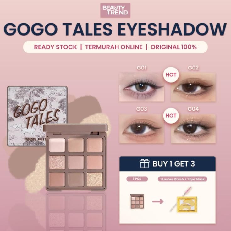 Ready Gogo Tales Eyeshadow Gogo Tales 9 Colors Eyeshadow Palette Gogo Tales Lipgloss Gt646