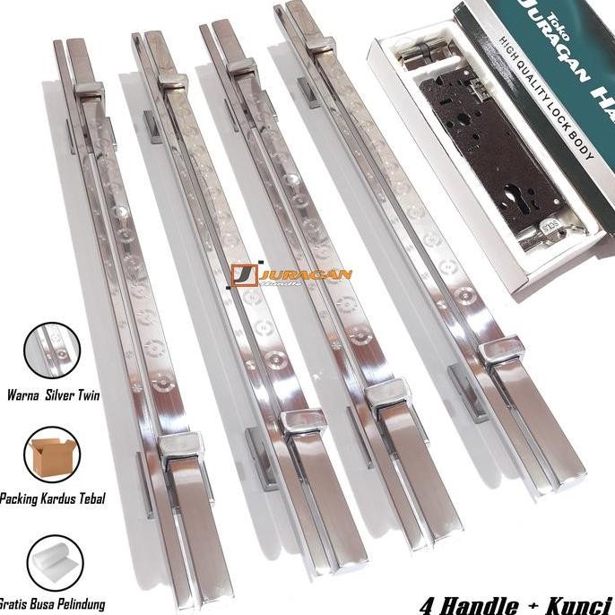 PEGANGAN PINTU 2 SET KUNCI LENGKAP - 4 GAGANG PINTU STAINLESS TAHAN KARAT - HANDLE PINTU KUPUTARUNG 