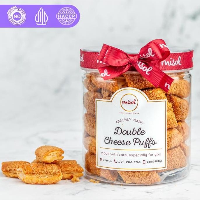 

MISOL Cookies Double Cheese Puffs - Toples Bulat Kue Keju Premium Stok Terbatas