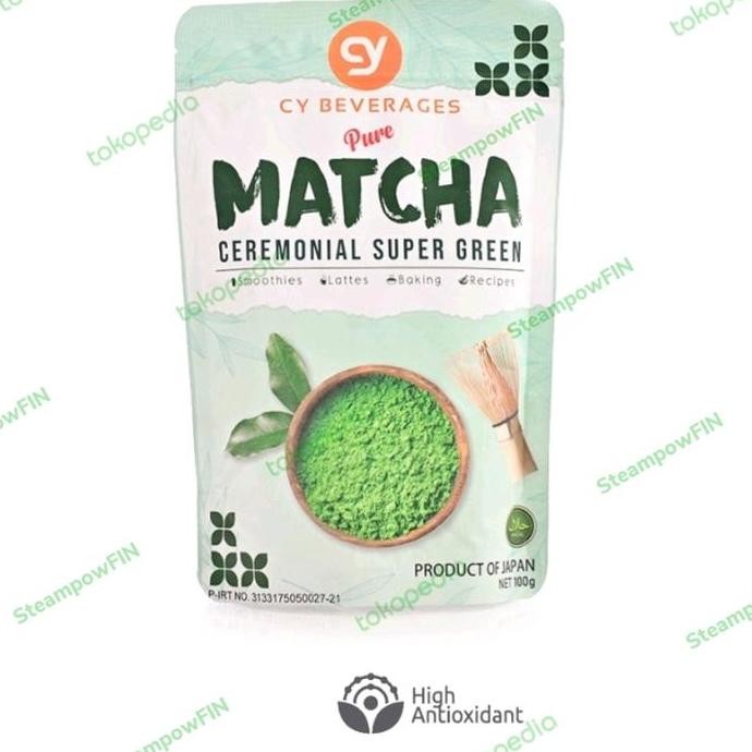 

Cy Beverages Pure Matcha Powder Ceremonial Super Green 100G Pure Green Tea Terlaris