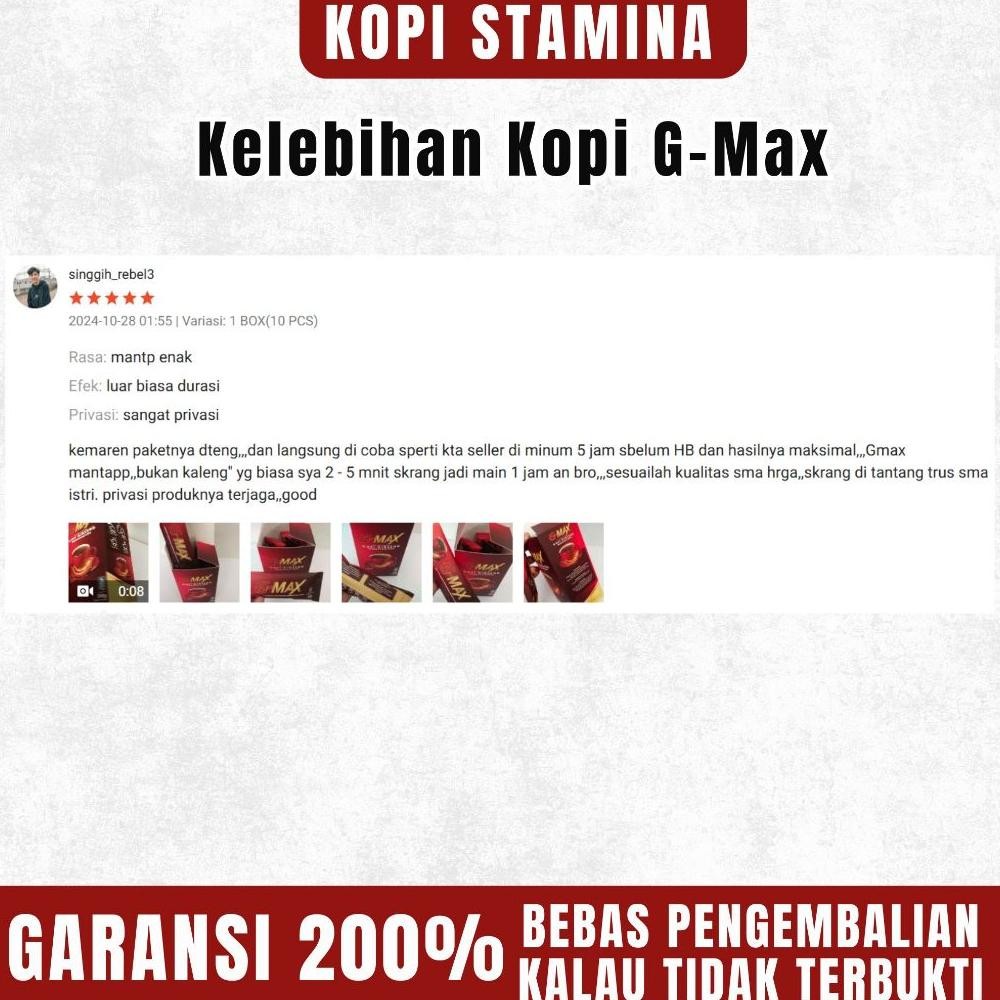 

Flash Sale GMAX-Kopi Stamina-1 BOX ISI 10 SACHET HALAL & AMAN ,,