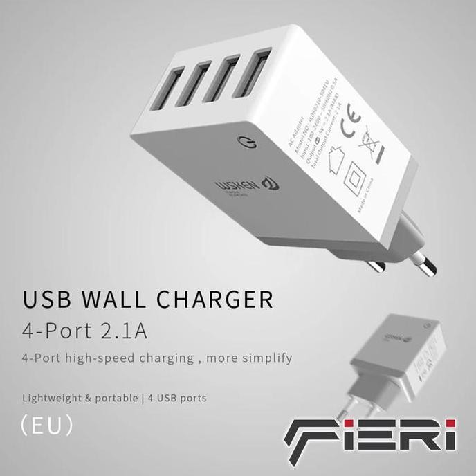 Fieri Wsken Safe 4 USB Ports Charger Adaptor Adapter Fast Charging