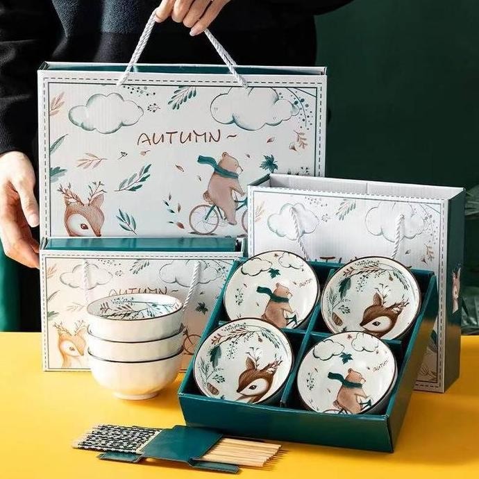 Sourvenir set mangkok keramik jepang premium peralatan makan porselen