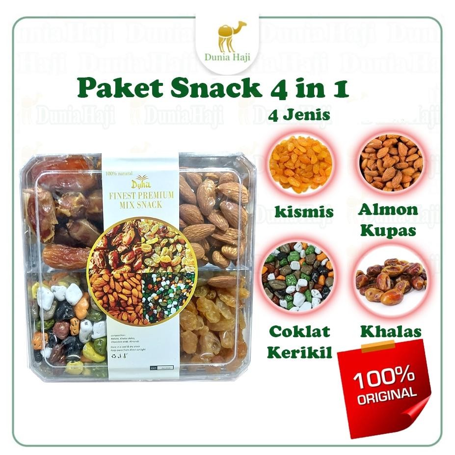 

Paket Oleh-Oleh Umroh Haji 4 In 1 Gift Souvenir Hadiah Sekat 4 Isi 4 Macam Sovenir Umrah Hajj Kurma Kismis Kacang Almond Kupas Coklat Kerikil