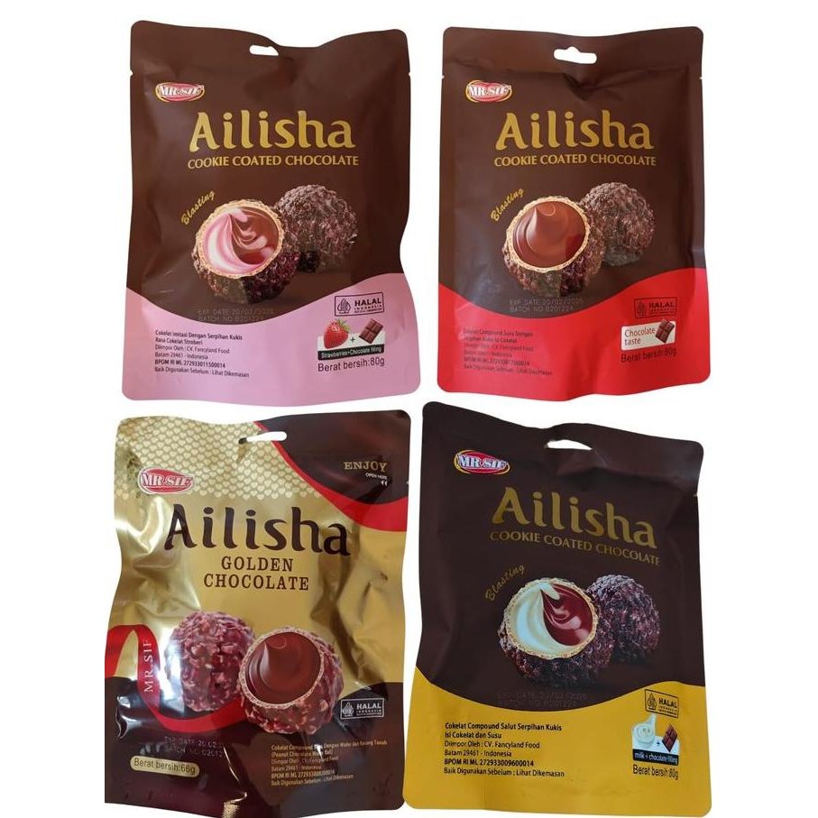 

RPS MR.SIF AILISHA Golden Chocolate 66g Cookie Coated Chocolate 80g