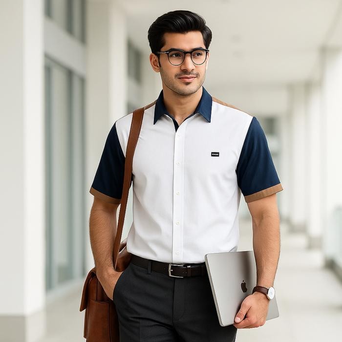 ST Ryusei Kemeja Kerah Reguler Lengan Pendek Kasagi CMB White