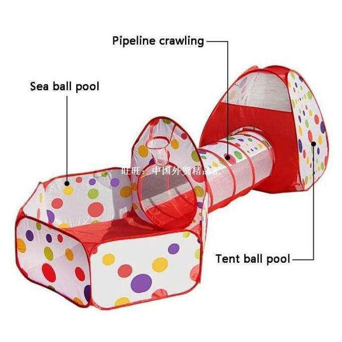 [Kecil Grosir Mainan Tenda Anak Terowongan 4 In 1 + Kolam + Ring Basket Mainan Keranjang Mandi Bola 