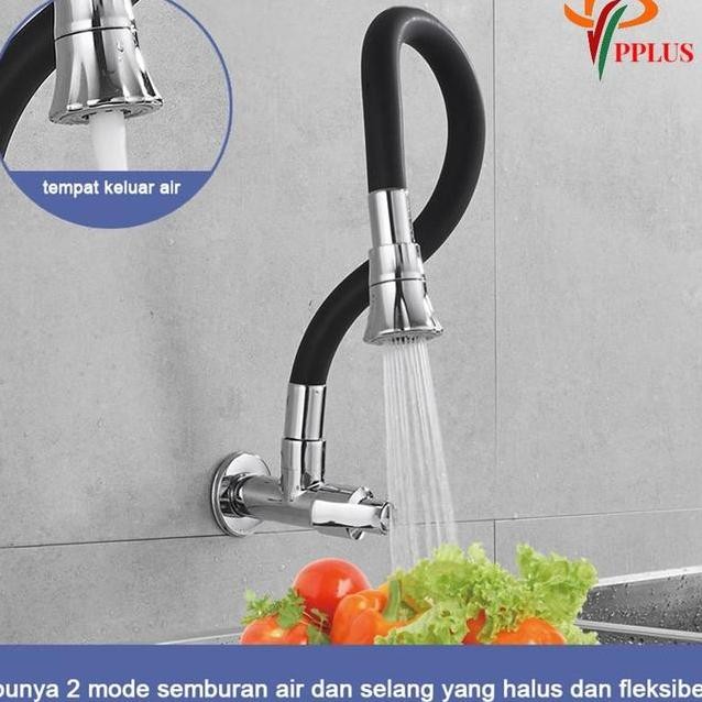 Kran Sink Terompet Minimalis Kran Cuci Piring Kran Serbaguna Kran Angsa Cuci Piring Dapur Fleksibel 