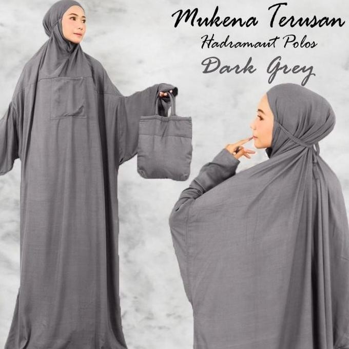 Mukena Terusan Hadramaut polos jumbo rayon premium | mukena malaysia