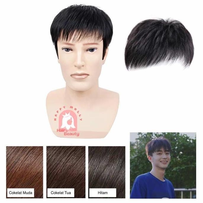 Toupee Pria Korean Style - Rambut Palsu - Hair Clip Wig Natural Sintetis - Lk8270 ( Group ) Pasti Or