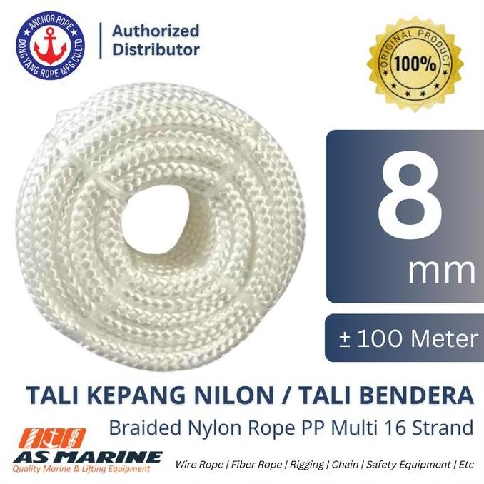 

Tali Nilon Kepang / Tali Bendera 8 Mm X 100 Meter Braided Nylon Rope Multifilament Flag Line 16 Strand Dongyang Co