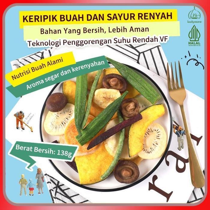 

FF [Luckymore] HALAL Keripik Buah & Sayur Renyah 135g | Campuran 10 Jenis | Cemilan Sehat & Variatif Dried Snack, Rendah Kalori