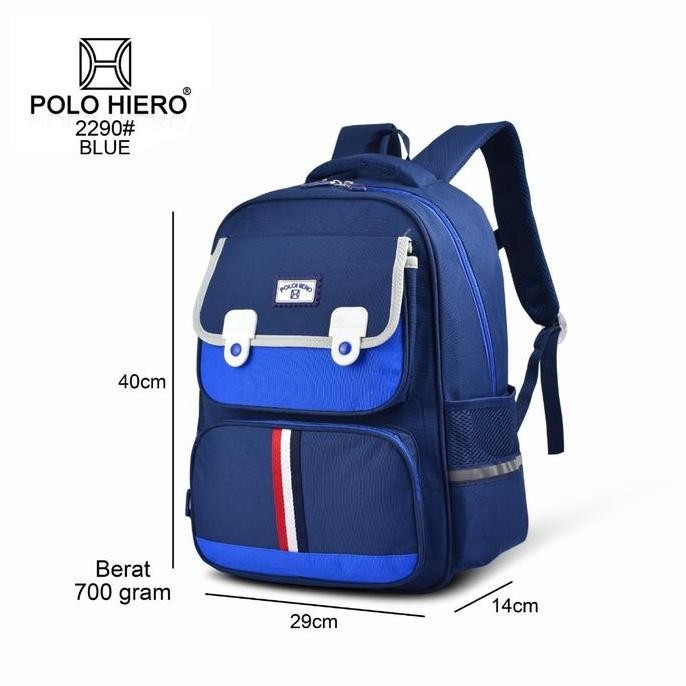 (Tris) Tas Polo Hiero 2290 Tas Sekolah Anak Tas Ransel Punggung Fashion Tas Punggung Polos