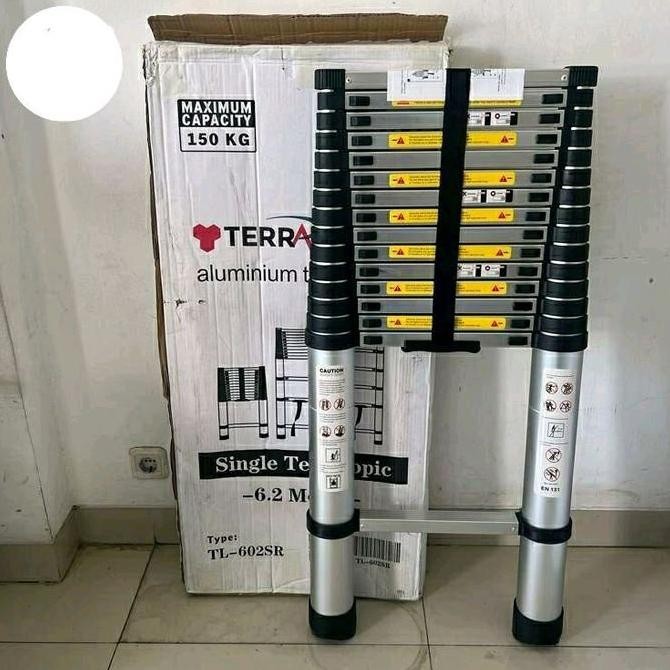 Tangga Teleskopik Aluminium 6,2 Meter Single Silver Co