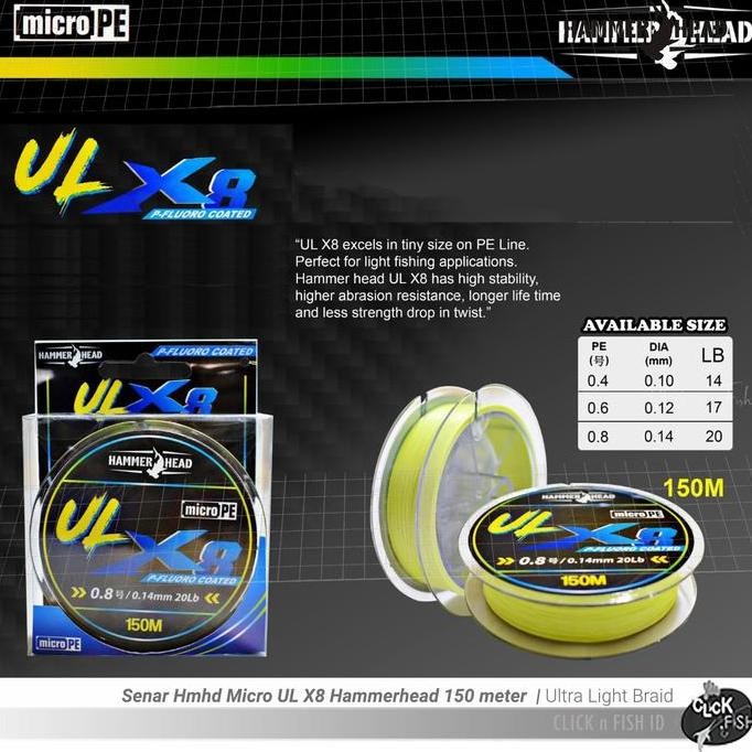 Senar Pancing Micro UL X8 Hammerhead Ultra Light Kuning PE 0.4 0.6 0.8