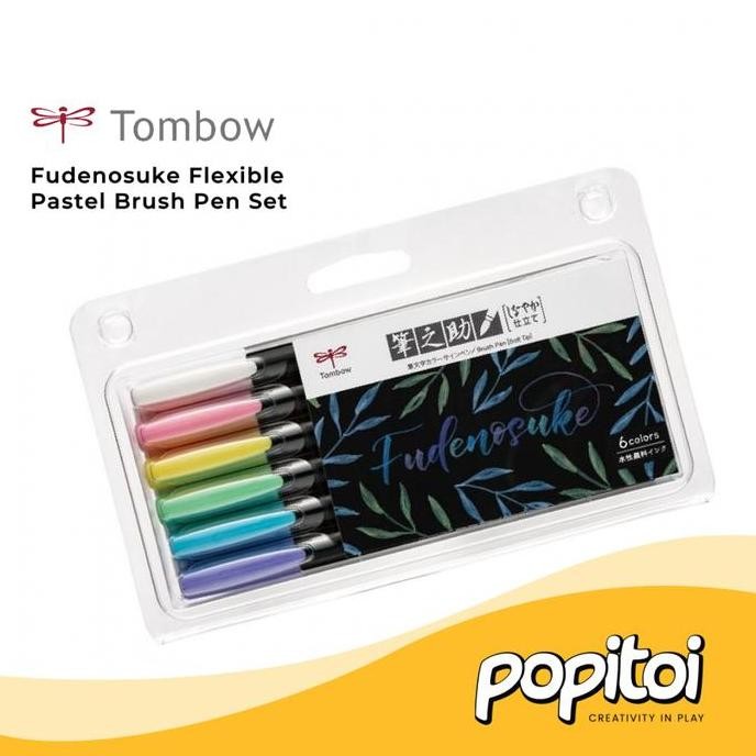 

TERBARU! Tombow Fudenosuke Flexible Pastel Brush Pen SET (6 pcs) Spidol Kaligrafi Warna Warni