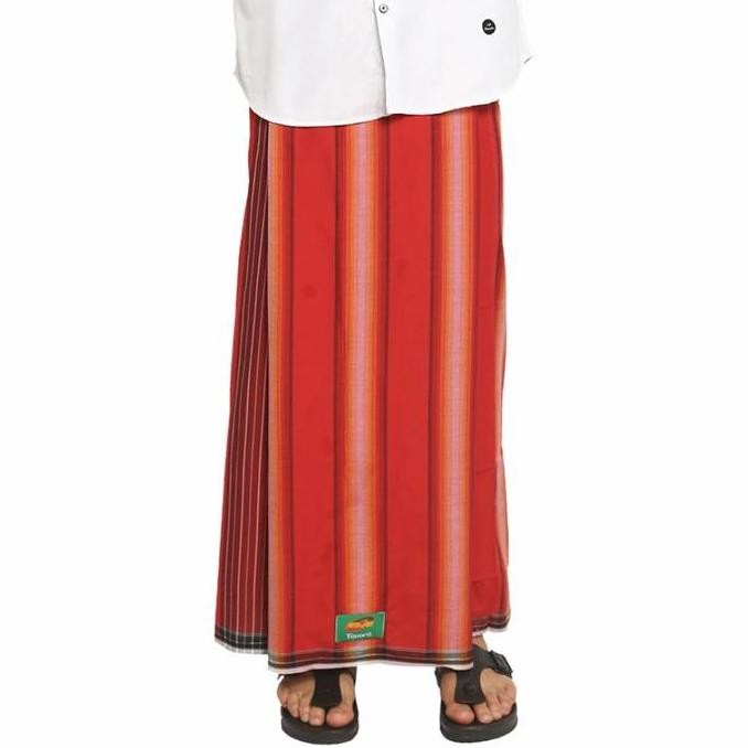 Sarung ATLAS 500 Favorit EsLilin Salur Warna Merah Orange