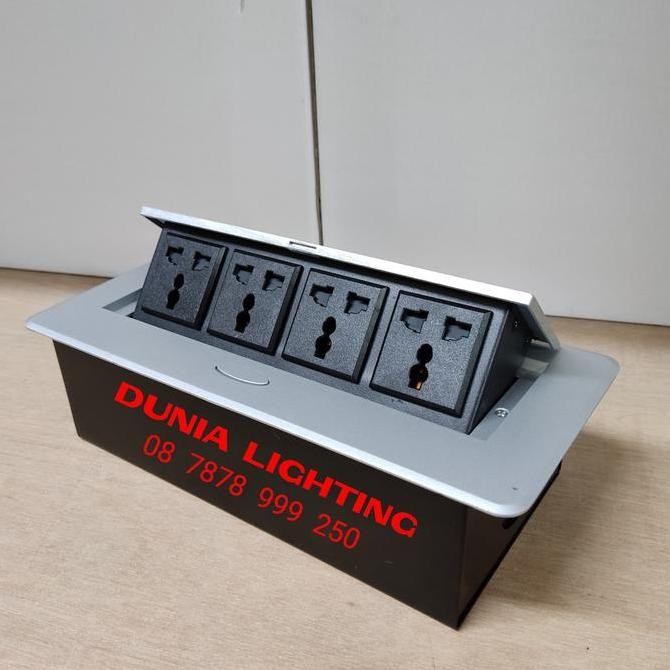 Termurah Stop Kontak Meja Flip Up 4 Stop / Colokan Steker Meja 4 Lubang