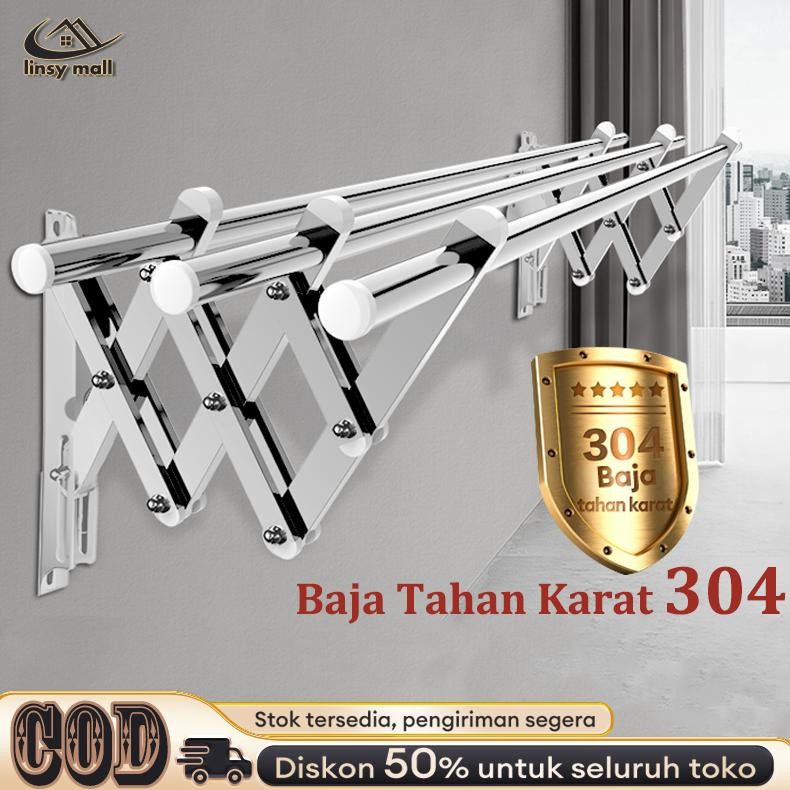 Jemuran Baju Dinding Jemuran Dinding Stainless Steel Jemuran Dinding Lipat 100/120/150/180/200CM