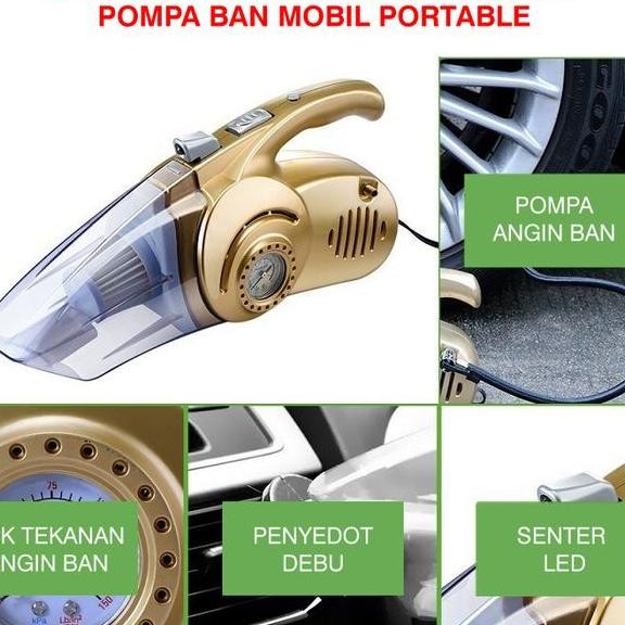 4In1 Car Vacuum Cleaner Penyedot Debu Pompa Angin Tekanan Ban Mobil