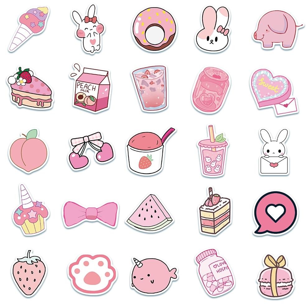 

NG [50PCS]Stiker Pack Aesthetic Stiker Cute Pink Kelinci Stiker Soda Decal Anti Air- Sticker Buku Casing HP Laptop Helm Gitar Botol Viral Kekinian Terbaru 2025 PR-92
