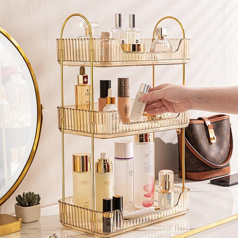Cosmetic Rack Storage /  Rak Kosmetik Dua Tingkat/ Rak Kosmetik Tingkat Mewah / Tempat Penyimpanan K