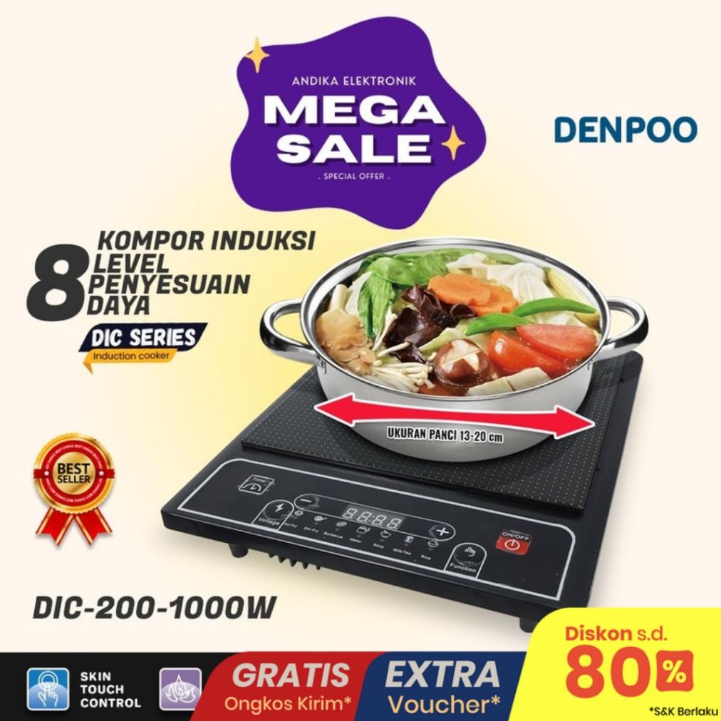 KOMPOR LISTRIK DENPOO DIC 200-1000 KOMPOR INDUKSI