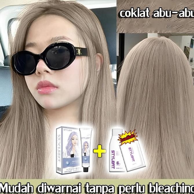 Diskon Cat Rambut Pewarna Tanaman Style Flt Milk Tea Ash Hair Color 200Ml Hair Colour Pewarna Herbal