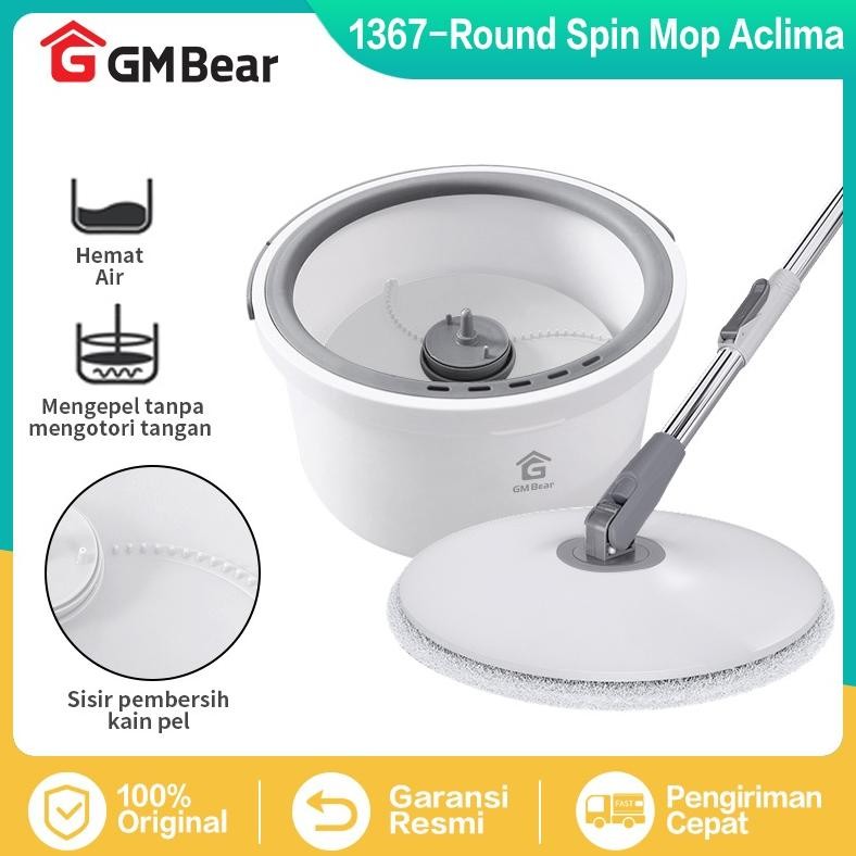 GM Bear Alat Pel Lantai Putar Otomatis Tanpa Peras 1367 - Spin Mop Pel Pelan Lantai