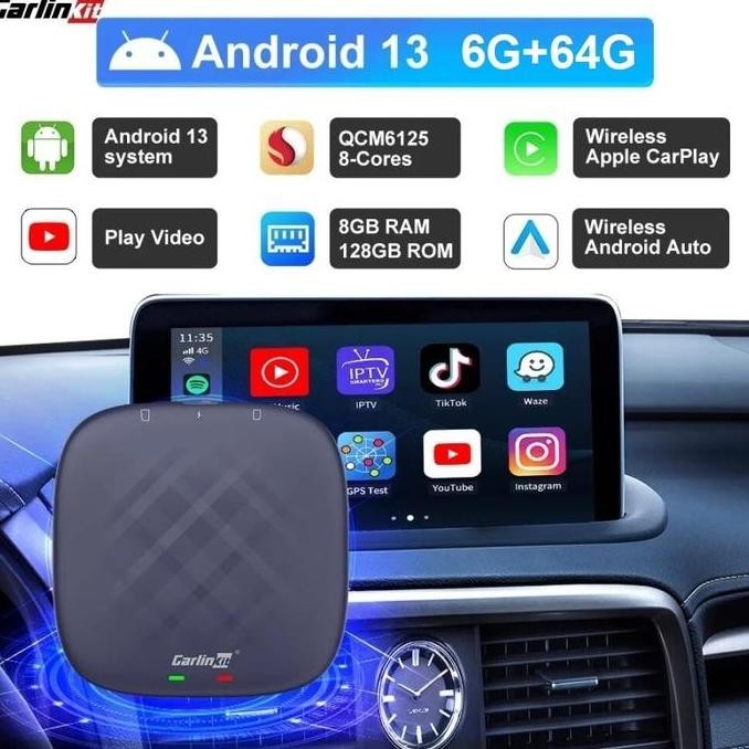 Calay AI Box CARLINKIT QCM 6125 GPS Wireless Android, 4G LTE 6+64GB