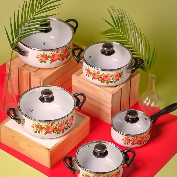 Gojek Only Ideal Panci Enamel Set 1624 Cm Motif Bebas