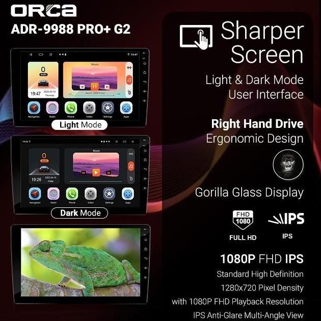 HeadUnit Android 10 inch ORCA ADR-9988 PRO+ G2 Gen 2 DSP Dual DVR/CCTV